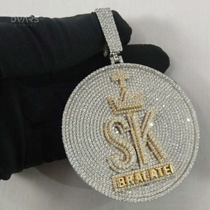 Colgante de Moissanita VVS de Lujo Certificado Unisex con Corona de Rey Chapado en Oro de Plata Esterlina 925 Personalizado Estilo Hip Hop - Product Image 4