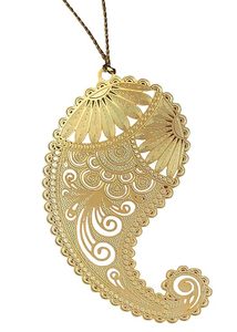 Marque-page en métal à motif floral avec pendentif pompon, breloque dorée pour livres et fournitures scolaires - Product Image 2