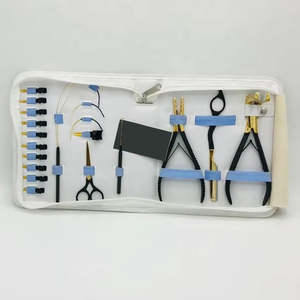 Kit d'outils professionnels pour extensions de cheveux en acier inoxydable noir et or, avec logo personnalisé, de haute qualité, durables, en métal et plastique - Product Image 6