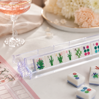 Support de Mahjong Américain Portable en Acrylique Transparent de 18 Pouces, Durable et Moderne, avec 4 Supports de Tuiles pour Soirées de Jeu en Club de Mahjong