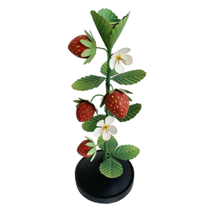 Support de bougie en fer durable en forme d'arbre à fraises avec feuilles vertes et base métallique, décoration pour la maison, mariage, fêtes, Pâques - Product Image 2