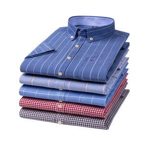 <b>Men's</b> Casual Regular Fit Button Horn Button 100% Cotton Satin Quick Dry Breathable Short Sleeve 240g Solid Pattern Summer <b>Shirt</b> - Product Image 5