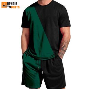 Custom 100% Cotton Midweight Printed Eco-Friendly T-shirt <b>Shorts</b> Men's 2-Piece Set High Quality 2-Tone Plus Size Stylish - Product Image 5