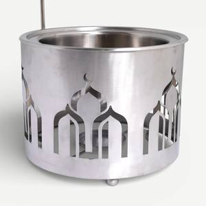 Elegante Plato para Calentar Comida de Acero Inoxidable con Diseño de Arco Dorado y Tapa de Cúpula Suspendida, Estilo Medio Oriente, de Lujo para Buffet - Product Image 3