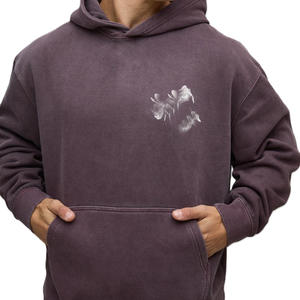 Sudadera con capucha para hombre, de algodón lavado, forro polar, corte holgado, estilo urbano, estampado gráfico, fabricación OEM, marca privada, exportación. - Product Image 3