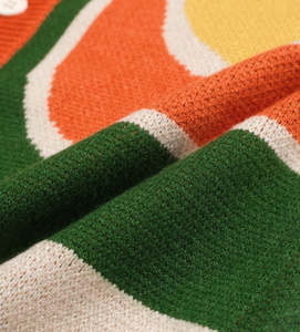 Cardigan respirant pour homme à col en V et boutons, motif dessin animé, tricot jacquard, pull tendance oversize style streetwear USA - Product Image 4