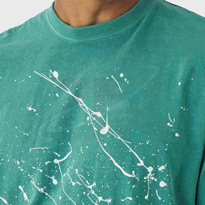 Camiseta Casual de Manga Corta para Hombre, Cuello Redondo, Color Verde Sólido, Corte Regular, 100% Algodón Jersey, Tejido Liso Teñido - Product Image 5