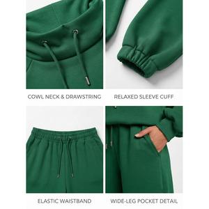 Custtom Women's Tracksuit Fashion Solid Color Front Design Custom Cotton Fleece Winter Women's <b>Pullover</b> Tracksuit - Product Image 3