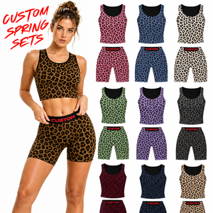 Conjunto de Top Corto sin Mangas y Pantalones Cortos con Estampado de Leopardo para Mujer, Conjunto Deportivo de 2 Piezas con Estampado de Guepardo para Yoga, Tendencia OEM 2026 - Product Image 4