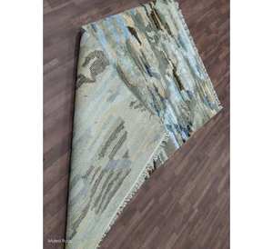 Alfombra de lana de diseño persa de alta calidad, anudada a mano, de algodón, apta para mascotas, antideslizante, de pelo bajo, para sala de estar, color gris. - Product Image 2