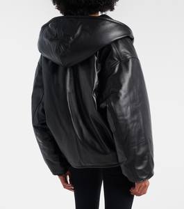 Blouson Bomber Noir en Cuir pour Femme, Style Oversize Enveloppant, Manteau Rembourré Hiver, Vêtement d'extérieur Décontracté USA - Product Image 6