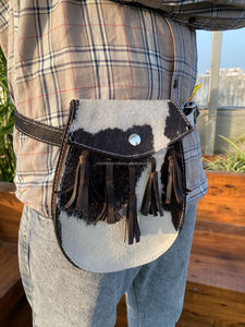 Venta caliente elegante hecho a mano cuero de vaca genuino borlas riñoneras estilo moderno bandolera correa ajustable cinturones Sporran - Product Image 2