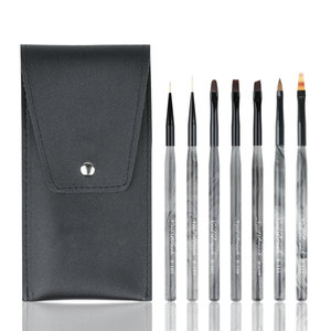 SAAR GLOBAL SURGICAL Creative Nail Art Brush <b>Set</b> <b>Crimped</b> Ferrule Nylon Fine Point Tips for Detailed Patterns Gel Polish Designs - Product Image 1