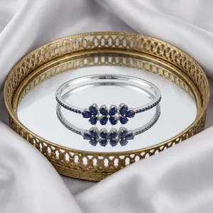 Brazalete de Zafiro Azul en Plata de Ley 92.5 KLSB-20371 - Product Image 2