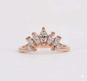 Anillos de Boda de Diamantes Cultivados en Laboratorio 950 Platinum E VVS2 para Mujer, 0.46CTW, Corte Marquise de 3x1.5 a 4.6x2.5 mm, Banda de Boda Curva en Chevron - Product Image 3