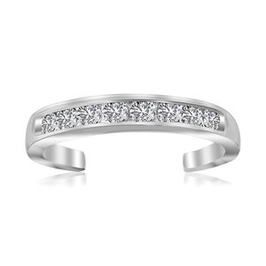 Sterling Silver <b>Toe</b> <b>Ring</b> with White Tone Cubic Zirconia Accents Rhodium Finished Fashion Accessory - Product Image 1