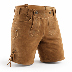 Pantalones Cortos Bávaros Personalizados para Hombre, de Cuero Genuino con Mezcla de Algodón, Logotipo Personalizado y Etiquetas Tejidas - Proveedor Mayorista OEM - Product Image 3