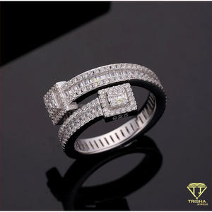 Anillo Abierto de Lujo de Plata 925 con Diamantes Cultivados en Laboratorio, Estilo Iced, Joyería de Moda para Compradores Mayoristas - Product Image 6