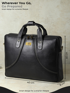 Sac pour ordinateur portable de bureau en cuir de qualité supérieure WRIZA avec poignées durables, design élégant, fermeture éclair sécurisée et transport professionnel pour les affaires - Product Image 2