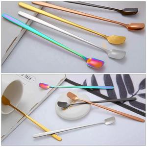 Colorful Stainless Steel Square Head Coffee Spoon Set Short and Long Handle Dining <b>Kitchen</b> <b>Accessories</b> - Product Image 3