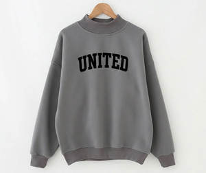 Sweat-shirt à col montant en molleton surdimensionné à épaules tombantes avec broderie de logo personnalisé, en tissu French Terry pour femme - Product Image 4