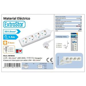 Prolunga a 4 Prese con Cavo da 1,5M, Accessori per Elettrodomestici - Product Image 1