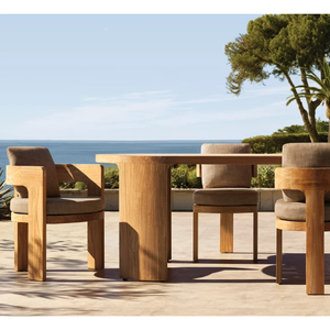 Contemporary Oval <b>Outdoor</b> Dining <b>Table</b> Solid Teak Wood <b>Rounded</b> Edge Durable Construction for Resort Villa and Hotel Dining - Product Image 6
