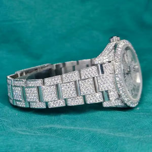 Reloj de Lujo con Cristal de Moissanita 100% Probado con Diamantes, Resistente al Agua 5ATM, de Acero Inoxidable, Cuarzo, para Hombre, Estilo Hip Hop, Superventas - Product Image 1