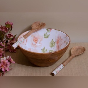 Tazón de Madera Segmentado con Diseño de Madera Múltiple, Tazón Decorativo para Servir en la Mesa del Comedor, para Servir Frutas, Ensaladas y para Regalo - Product Image 2