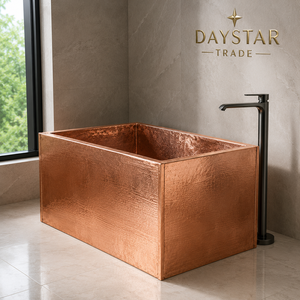 อ่างอาบน้ำทองแดงแบบตั้งพื้น Daystar Trade รุ่นพรีเมียม สไตล์รัสติก อ่างแช่ตัว ดีไซน์ทันสมัย แข็งแรงทนทาน สำหรับผู้ใหญ่ รูปทรงไม่สมมาตร - Product Image 1