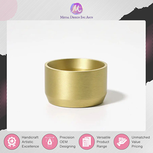 Handmade Designer <b>Brass</b> Candle <b>Holder</b> Gold-Plated Deep Container with Hammered Finish for Home Decoration at Premium Price - Product Image 4