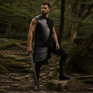 Medieval Black Leather Armor Vest Viking Warrior LARP Knight Chest Armor Fantasy Renaissance Cosplay Reenactment <b>Costume</b> - Product Image 3