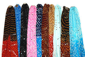 ผ้าคลุมไหล่ผ้าฝ้ายลายกระจกประดับเลื่อมแบบราชสถาน - Product Image 4