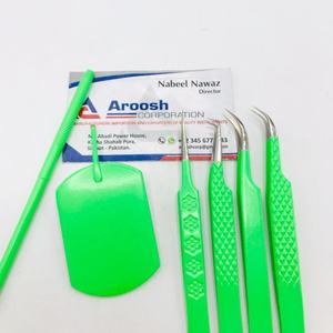 Haute Qualité Carré Vert Miroir Conception En Acier Inoxydable Cils Pince À Épiler En Gros Costume Durable Extension De Cils Pointu - Product Image 4