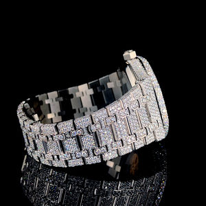 Reloj de Cuarzo Personalizado con Cristales, Acero Inoxidable, Moissanita que Pasa la Prueba del Diamante, Estilo Hip-Hop, Deportivo, Moneda, Negocios, Moda, Esfera de Cristal - Product Image 3