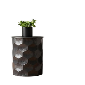 Ensemble de 2 tabourets de rangement de style farmhouse, table d'appoint en métal galvanisé avec couvercle rond en bois massif pour salon - Product Image 3