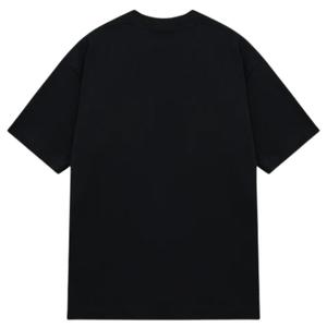 Camiseta Negra de Corte Holgado para Hombre, Manga Corta, Cuello Redondo, Algodón, Estilo Casual, Minimalista, Urbano, para el Verano, Uso Diario, Cómoda - Product Image 2