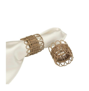 Juego de 4 servilleteros ovalados de ratán blanqueado, hechos a mano, de mimbre, decoración moderna y rústica para cenas costeras, bodas ecológicas y bohemias. - Product Image 3