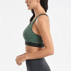 Women's Light <b>Pink</b> Racerback Sports Bra Scoop Neck Medium Support Seamless Yoga Workout <b>Top</b> Breathable Solid Color Front - Product Image 1