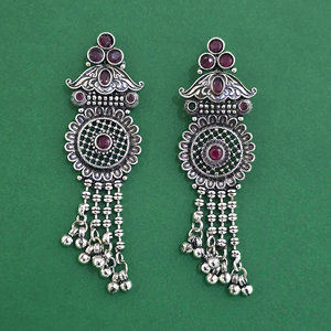 Bijoux faits à la main en Inde, boucles d'oreilles longues oxydées avec placage oxydé 811310 - Product Image 2