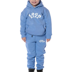 Conjunto de Sudadera con Capucha Azul y Pantalones Deportivos, Traje Deportivo Informal de Color Sólido, Manga Larga, Corte Holgado para Niños, Ropa de Otoño - Product Image 5