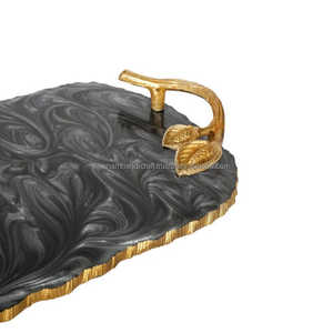 Bandeja chapada en resina hecha a mano, juego de posavasos de bandeja para servir, madera de alta calidad, personalizado, hogar, restaurante, comida india, ocasiones - Product Image 2