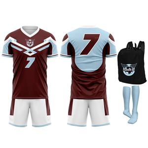 Tenues d'entraînement complètes pour hommes avec logo personnalisé, impression numérique, respirantes, unies, shorts, maillots, uniformes de football, 100% coton - Product Image 1