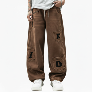 Jeans en denim pour hommes de marque personnalisée, coupe droite vintage, haute qualité, style décontracté, vente en gros de jeans pour hommes - Product Image 1