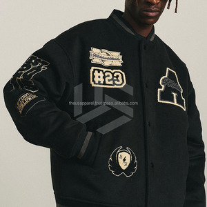 OEM Custom Wholesale Embossed Canvas Sleeves Baseball Bomber Letterman Varsity <b>Jacket</b> for <b>Men</b> <b>Waterproof</b> Breathable Windproof - Product Image 6