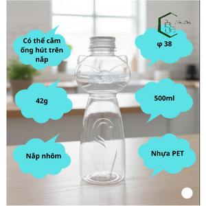 500ml PET <b>Plastic</b> Cat-Shaped Bottle with Aluminum Screw <b>Cap</b> Creative OEM Packaging for Juice Milk Tea Coffee Beverages Vietnam - Product Image 4