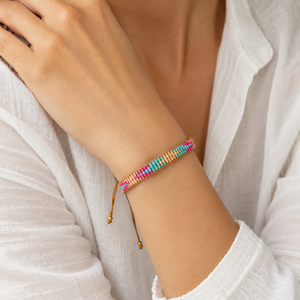 Bracelet manchette ajustable SSTRINGZ fait main en perles Miyuki colorées, style bohème tressé, pour femme, vente en gros, bijoux personnalisés - Product Image 5