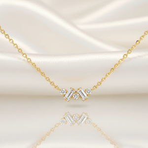 Customizable Brilliant Cut Baguette-cut Zircon Stones 925 <b>Sterling</b> <b>Silver</b> Link <b>Chain</b> Pendant Necklace <b>for</b> <b>Women</b> Party Occasions - Product Image 2