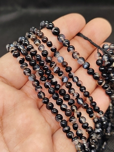 Cuentas de Ágata Rayada Pulida de 4mm, Redondas, Sardonyx, Sueltas, Naturales, Marrón, Variedad de Tamaños - Product Image 1