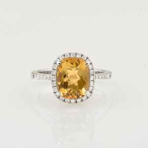 Bague de fiançailles en citrine orange, halo, certifiée, grande citrine, bague de mariage, bijoux fins - Product Image 5